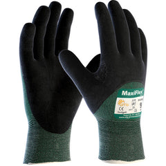 ‎34-8753/XXL Cut Resistant Gloves - MaxiFlex Cut - Green Eng Yrn - Black 3/4 MicroFoam Nitrile Coating - EN3 - Exact Industrial Supply