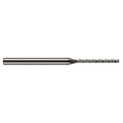 Miniature End Mills - Long Flute - 0.0150″ (1/64″) Cutter Diameter × 0.1560″ (5/32″) Length of Cut Carbide Square End Mill, 3 Flutes - Exact Industrial Supply