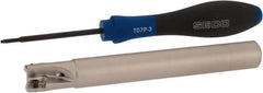 Seco - 5/8" Cut Diam, 0.354" Max Depth of Cut, 5/8" Shank Diam, 5.315" OAL, Indexable Square Shoulder End Mill - XO.X 10T3.. Inserts, Cylindrical Shank, 90° Lead Angle, Through Coolant, Series Turbo 10 - Benchmark Tooling