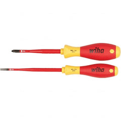 Wiha - 2 Piece Slotted, Phillips & Square Screwdriver Set - Bit Sizes: Philips #2, Comes in Vinyl Pouch - Benchmark Tooling