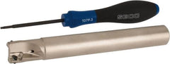 Seco - 3/4" Cut Diam, 0.354" Max Depth of Cut, 3/4" Shank Diam, 5.906" OAL, Indexable Square Shoulder End Mill - XO.X 10T3.. Inserts, Cylindrical Shank, 90° Lead Angle, Through Coolant, Series Turbo 10 - Benchmark Tooling