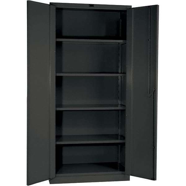 Hallowell - 4 Shelf Locking Storage Cabinet - Steel, 60" Wide x 24" Deep x 78" High, Gray - Benchmark Tooling