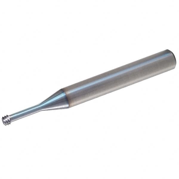 Vargus - M2.2x0.45 Thread, 0.2362" Shank Diam, TiCN Coating, Solid Carbide Straight Flute Thread Mill - 3 Flutes, 2.244" OAL, M2.2 Min Noml Diamter - Benchmark Tooling