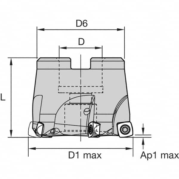 Kennametal - 5 Inserts, 40mm Cutter Diam, 1.5mm Max Depth of Cut, Indexable High-Feed Face Mill - 16mm Arbor Hole Diam, 32mm High, 7792VXD09 Toolholder, XD..09.. Inserts, Series 7792VX - Benchmark Tooling