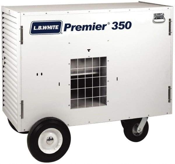 LB White - 350,000 BTU Rating, Two Stage Ductable Unit Heater - 9,000 Sq Ft Max Heating Area, 500 Gal Tank Capacity, Fuel with Propane - Benchmark Tooling