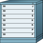 Bench-Standard Cabinet - 7 Drawers - 30 x 28-1/4 x 33-1/4" - Single Drawer Access - Benchmark Tooling