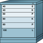 Bench-Standard Cabinet - 6 Drawers - 30 x 28-1/4 x 33-1/4" - Single Drawer Access - Benchmark Tooling