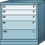 Bench-Standard Cabinet - 5 Drawers - 30 x 28-1/4 x 33-1/4" - Single Drawer Access - Benchmark Tooling