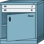 Bench-Standard Cabinet - 2 Drawers - Base Shelf - Adjustable Shelf - Lockable Swing Door - 30 x 28-1/4 x 33-1/4" - Multiple Drawer Access - Benchmark Tooling