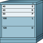 Bench-Standard Cabinet - 5 Drawers - 30 x 28-1/4 x 33-1/4" - Multiple Drawer Access - Benchmark Tooling