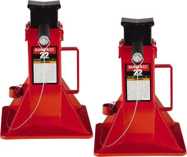 Sunex Tools - 22 Ton Load Capacity Ratcheting Jack Stand - 11-13/16 to 19-3/4" High, 10" Base Width, 2-5/16" Saddle Length x 3-1/2" Saddle Width - Benchmark Tooling
