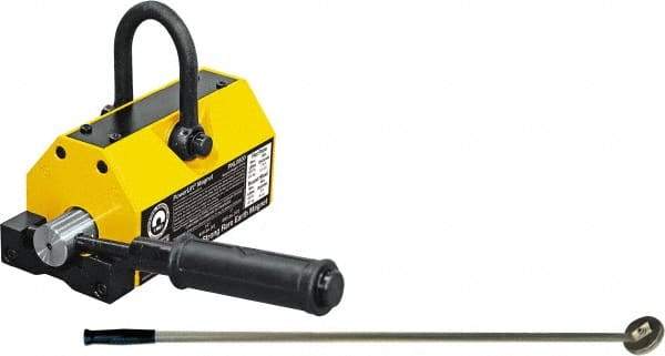 Mag-Mate - 800 Lb Load Capacity, Magnetic Lifter - 8-7/8" High x 3-5/8" Wide, 3" Head/Holder Diam, 2 Poles, For Use with Flat & Round Ferrous Metal - Benchmark Tooling