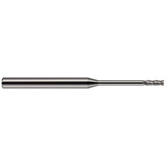 Square End Mill: 1/32'' Dia, 3/32'' LOC, 1/8'' Shank Dia, 1-1/2'' OAL, 2 Flutes, Solid Carbide Single End, Uncoated, 30 ° Helix, Centercutting, RH Cut, RH Flute