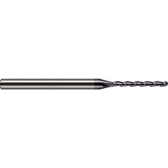 Ball End Mill: 0.039″ Dia, 0.48″ LOC, 3 Flute, Solid Carbide 2-1/2″ OAL, 1/8″ Shank Dia, 30 ° Helix, AlTiN Coated