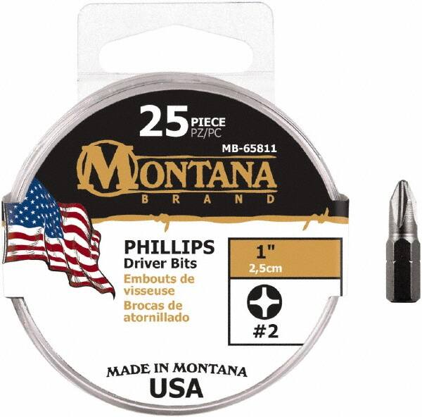 Montana - #2 Phillips Screwdriver Bit - 1/4" Hex Drive, 1" OAL - Benchmark Tooling