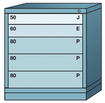 32.25 x 28.25 x 30'' (5 Drawers) - Pre-Engineered Modular Drawer Cabinet Bench Height (104 Compartments) - Benchmark Tooling