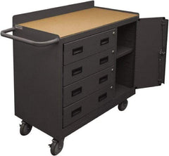 Durham - 1,200 Lb Capacity, 18" Wide x 36" Long x 39-3/4" High Mobile Cart - 1 Door, 4 Drawer, 1 Shelf, Steel, 2 Rigid/2 Swivel Casters - Benchmark Tooling