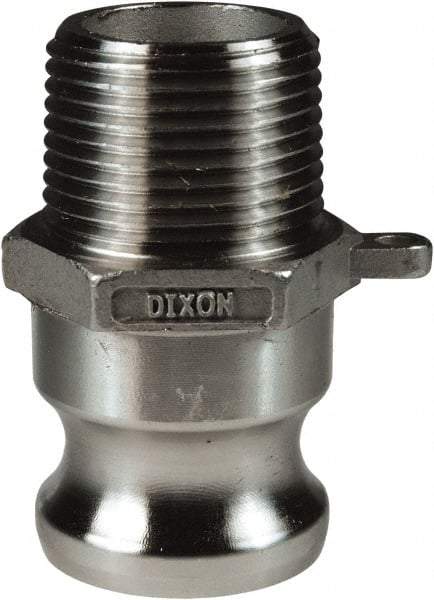 Dixon Valve & Coupling - 1-1/2" Stainless Steel Cam & Groove Suction & Discharge Hose Male Adapter Male NPT Thread - Part F, 1-1/2" Thread, 250 Max psi - Benchmark Tooling