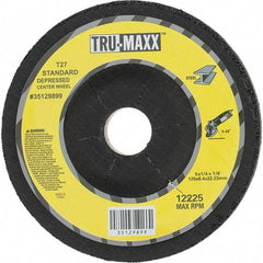 Tru-Maxx - 24 Grit, 5" Wheel Diam, 1/4" Wheel Thickness, 7/8" Arbor Hole, Type 27 Depressed Center Wheel - Coarse Grade, Aluminum Oxide, R Hardness, Compatible with Angle Grinder - Benchmark Tooling
