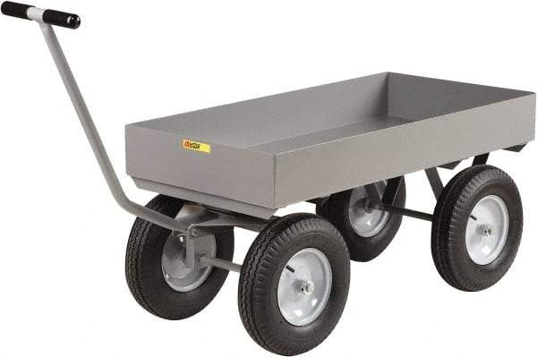 Little Giant - 3,000 Lb Capacity Steel Wagon Truck - Steel Deck, 24" OAW, 48" Platform Length x 18-1/2" Platform Height, Pneumatic Casters - Benchmark Tooling