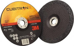 3M - 36 Grit, 7" Wheel Diam, 1/4" Wheel Thickness, 7/8" Arbor Hole, Type 27 Depressed Center Wheel - Coarse Grade, Ceramic, Resinoid Bond, Q Hardness, 8,500 Max RPM, Compatible with Angle Grinder - Benchmark Tooling