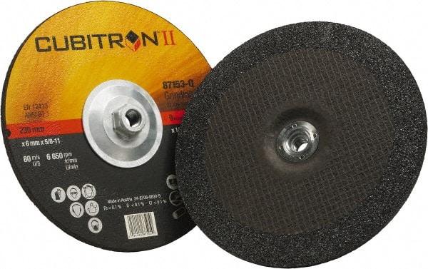 3M - 36 Grit, 9" Wheel Diam, 1/4" Wheel Thickness, Type 27 Depressed Center Wheel - Coarse Grade, Ceramic, Resinoid Bond, Q Hardness, 6,650 Max RPM, Compatible with Angle Grinder - Benchmark Tooling