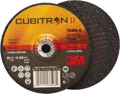 3M - 36 Grit, 4" Wheel Diam, 1/4" Wheel Thickness, 3/8" Arbor Hole, Type 27 Depressed Center Wheel - Coarse Grade, Ceramic, Resinoid Bond, Q Hardness, 15,000 Max RPM, Compatible with Angle Grinder - Benchmark Tooling