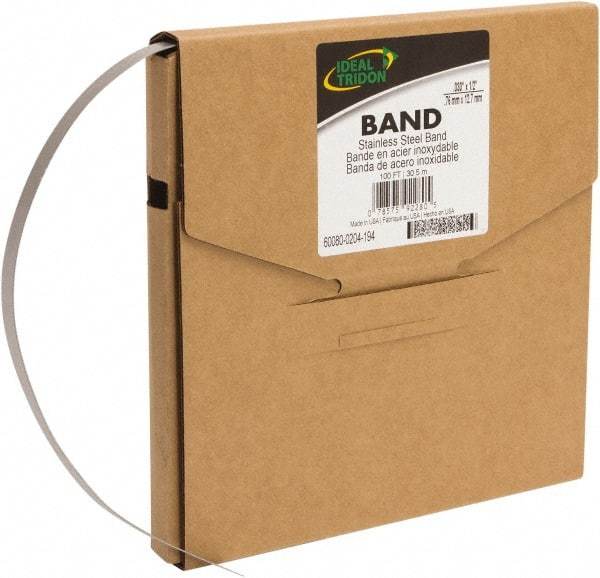 IDEAL TRIDON - Stainless Steel Banding Strap Roll - 1/2" Wide x 0.02" Thick - Benchmark Tooling