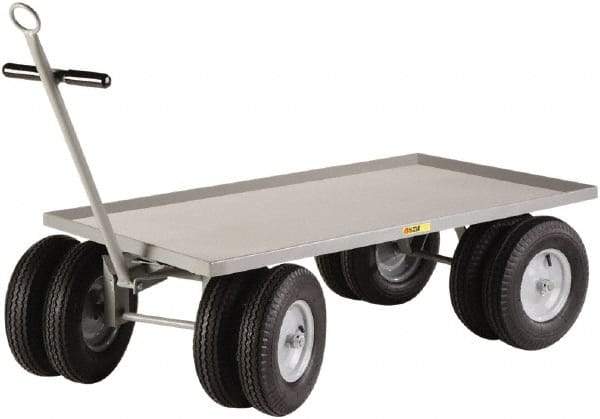 Little Giant - 3,000 Lb Capacity Steel 8 Wheeler Wagon Truck - Steel Deck, 30" OAW, 60" Platform Length x 18-1/4" Platform Height, Pneumatic Casters - Benchmark Tooling