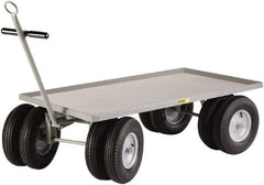 Little Giant - 3,000 Lb Capacity Steel 8 Wheeler Wagon Truck - Steel Deck, 36" OAW, 72" Platform Length x 18-1/4" Platform Height, Pneumatic Casters - Benchmark Tooling