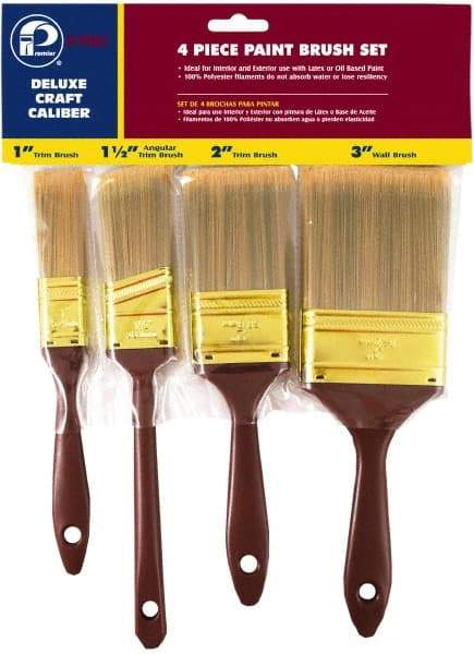 Premier Paint Roller - 1, 1-1/2, 2 & 3" Flat Polyester General Purpose Paint Brush Set - 2, 2-1/4, 2-3/4 & 2-7/8" Bristle Length, 4, 5, 6 & 6-1/2" Plastic Beavertail Handle - Benchmark Tooling