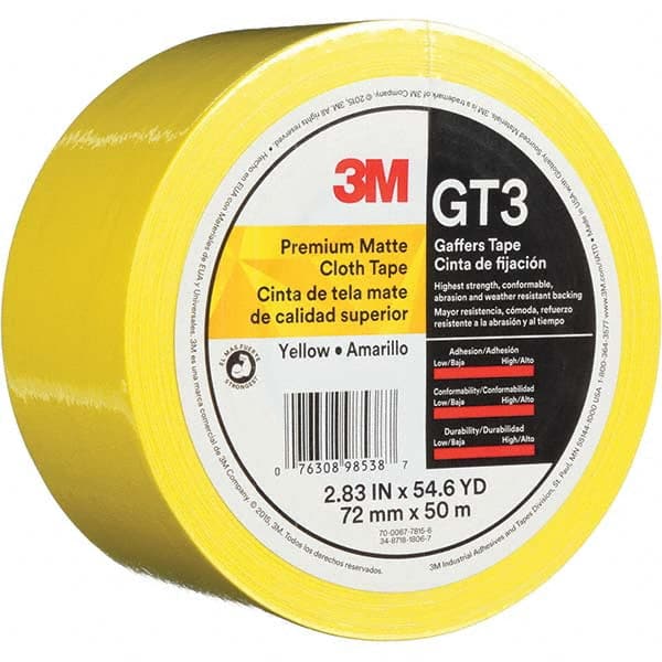 3M - 50m x 72mm x 11 mil Yellow Cotton Cloth Gaffers Tape - Benchmark Tooling