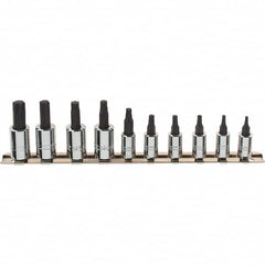 Proto - 10 Piece 1/4 & 3/8" Drive Torx Bit Socket Set - T10 to T55 Torx, Comes in Rail - Benchmark Tooling