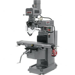 Jet - 10" Table Width x 50" Table Length, Electronic Variable Speed Control, 3 Phase Knee Milling Machine - 3 hp - Benchmark Tooling