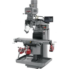 Jet - 10" Table Width x 50" Table Length, Electronic Variable Speed Control, 3 Phase Knee Milling Machine - 3 hp - Benchmark Tooling