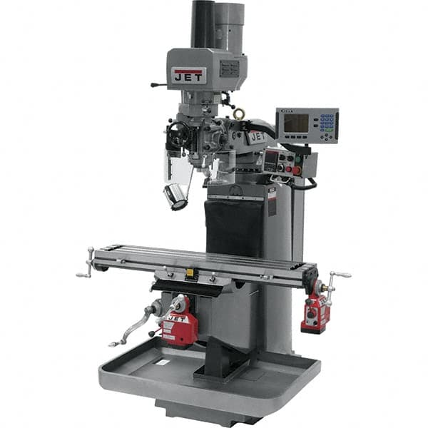 Jet - 9" Table Width x 49" Table Length, Electronic Variable Speed Control, 3 Phase Knee Milling Machine - 3 hp - Benchmark Tooling