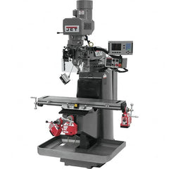 Jet - 9" Table Width x 49" Table Length, Electronic Variable Speed Control, 3 Phase Knee Milling Machine - 3 hp - Benchmark Tooling