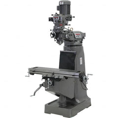 Jet - 9" Table Width x 42" Table Length, Step Pulley Control, 1 Phase Knee Milling Machine - 3 hp - Benchmark Tooling