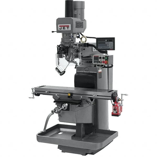 Jet - 10" Table Width x 50" Table Length, Electronic Variable Speed Control, 3 Phase Knee Milling Machine - 3 hp - Benchmark Tooling