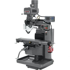 Jet - 10" Table Width x 50" Table Length, Electronic Variable Speed Control, 3 Phase Knee Milling Machine - 3 hp - Benchmark Tooling