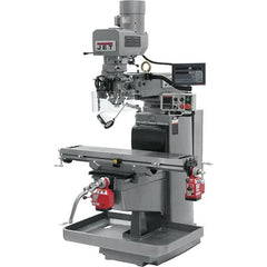 Jet - 10" Table Width x 50" Table Length, Electronic Variable Speed Control, 3 Phase Knee Milling Machine - 3 hp - Benchmark Tooling