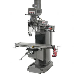 Jet - 10" Table Width x 50" Table Length, Electronic Variable Speed Control, 3 Phase Knee Milling Machine - R8 Spindle Taper, 3 hp - Benchmark Tooling