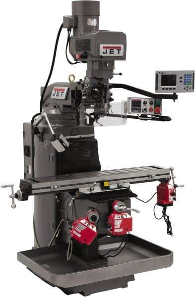 Jet - 9" Table Width x 49" Table Length, Electronic Variable Speed Control, 3 Phase Knee Milling Machine - 3 hp - Benchmark Tooling