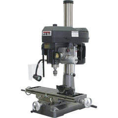 Jet - 1 Phase, 15-7/8" Swing, Step Pulley Mill Drill Combination - 31-3/4" Table Length x 9-1/2" Table Width, 20-1/2" Longitudinal Travel, 2 hp, 230 Volts - Benchmark Tooling