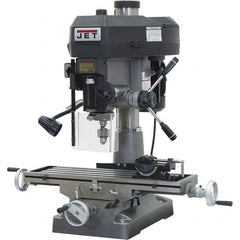 Jet - 1 Phase, 15-7/8" Swing, Step Pulley Mill Drill Combination - 31-3/4" Table Length x 9-1/2" Table Width, 20-1/2" Longitudinal Travel, 2 hp, 115/230 Volts - Benchmark Tooling