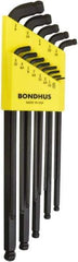 Bondhus - 13 Piece L-Key Ball End Hex Key Set - Hex Range 0.05 to 3/8", Protanium High Torque Steel - Benchmark Tooling