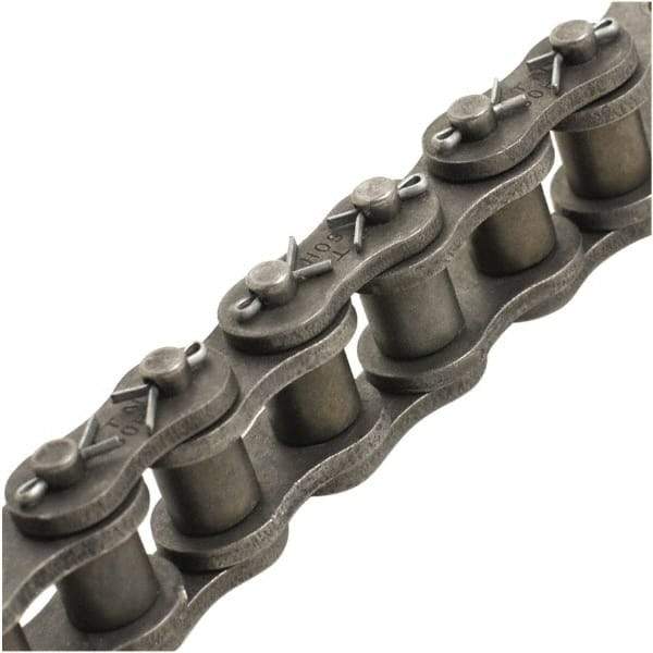 Tritan - 1-3/4" Pitch, ANSI 140, Cottered Single Strand Roller Chain - Chain No. 140C, 38,757 Lb. Capacity, 10 Ft. Long, 1" Roller Diam, 1" Roller Width - Benchmark Tooling