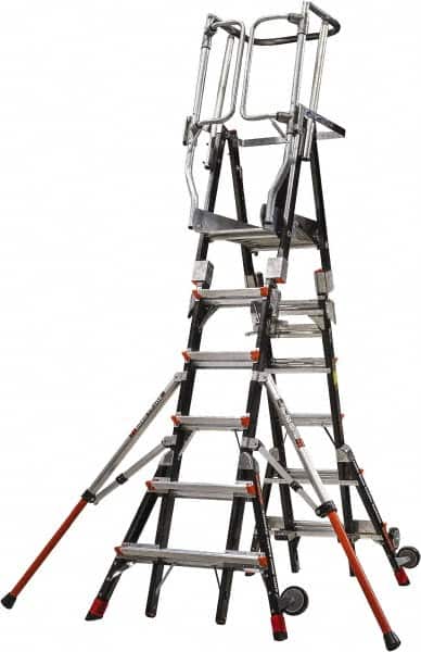 Little Giant Ladder - 6 Steps, 10' 7"' High, Type IAA Rating, Fiberglass Step Ladder - 375 Lb Load Capacity, 42" Base Width - Benchmark Tooling