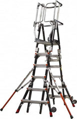 Little Giant Ladder - 6 Steps, 10' 7"' High, Type IAA Rating, Fiberglass Step Ladder - 375 Lb Load Capacity, 42" Base Width - Benchmark Tooling