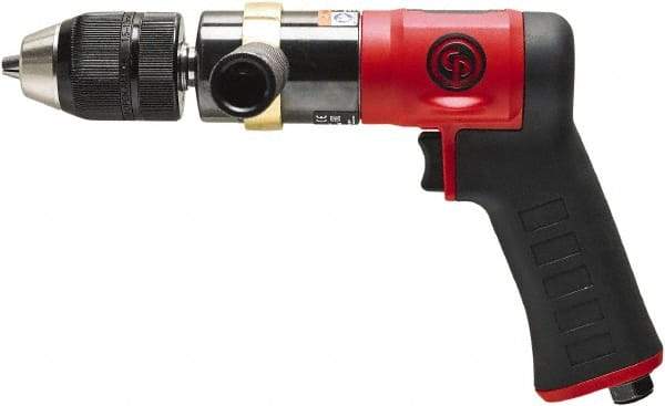 Chicago Pneumatic - 1/2" Keyless Chuck - Pistol Grip Handle, 600 RPM, 0.5 hp, 90 psi - Benchmark Tooling